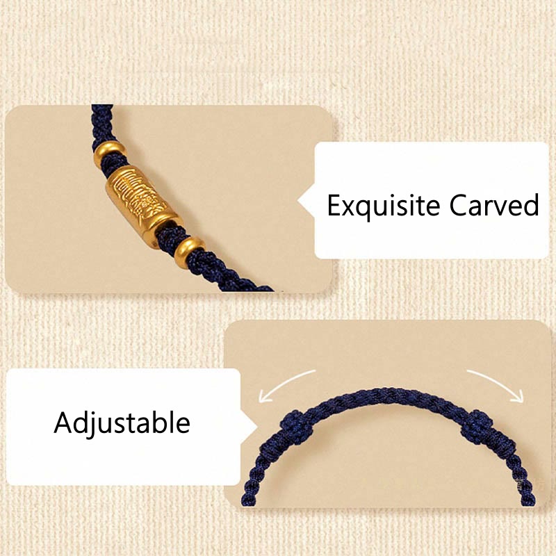 Buddha Stones ​​999 Gold Glücksamulett Geschnitztes Design Handgefertigtes Stärke-Armband aus geflochtenem Seil - image 10