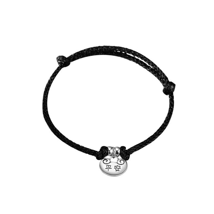 Armband aus geflochtenem Seil mit Buddha Stones , handgefertigt, 925er Sterlingsilber, Frieden und Freude, sicheres Glücksschloss, Stärke