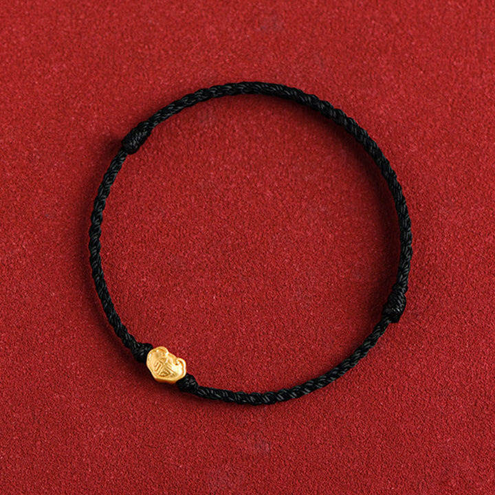 Buddha Stones ​​999 Gold Chinesischer Schloss-Charme Fu Charakter Schutz Handgemachtes Seil-Armband - image 18