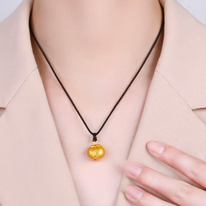 Buddha Stones ​​999 Gold Fu Charakter Wunsch Schloss Muster Glück Seil Halskette Anhänger - image 13