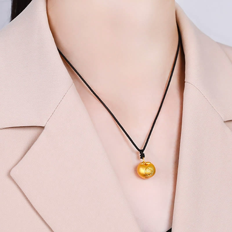 Buddha Stones ​​999 Gold Fu Charakter Wunsch Schloss Muster Glück Seil Halskette Anhänger - image 12