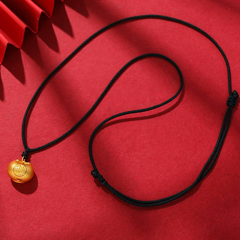 Buddha Stones ​​999 Gold Fu Charakter Wunsch Schloss Muster Glück Seil Halskette Anhänger - image 7