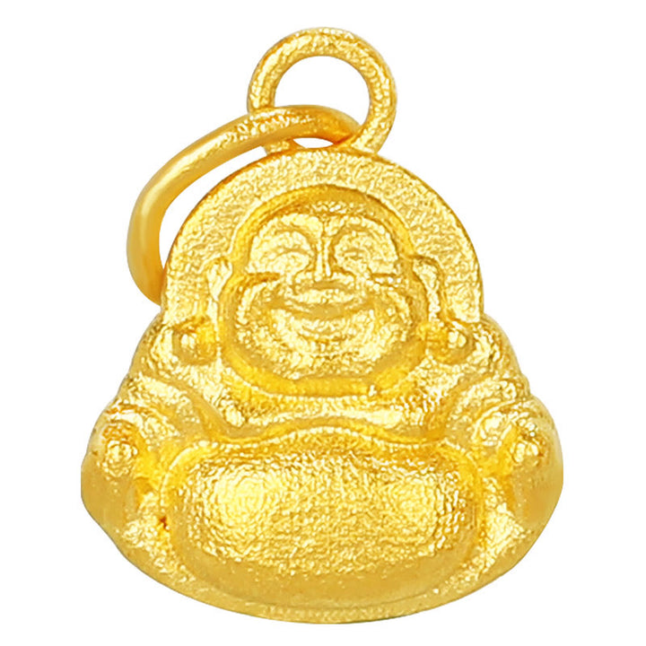 Buddha Stones 999 Gold Mini Lachender Buddha Glück Reichtum Halskette Anhänger