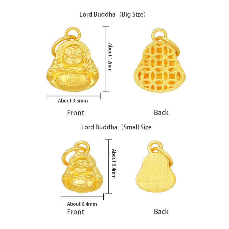 Buddha Stones 999 Gold Mini Lachender Buddha Glück Reichtum Halskette Anhänger