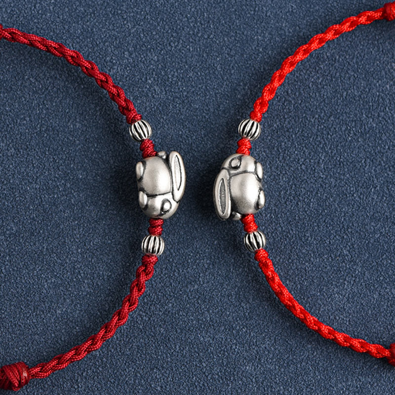 Buddha Stones Handgefertigtes 999 Sterling Silber Kaninchen Glück Seil Armband Fußkettchen - image 21