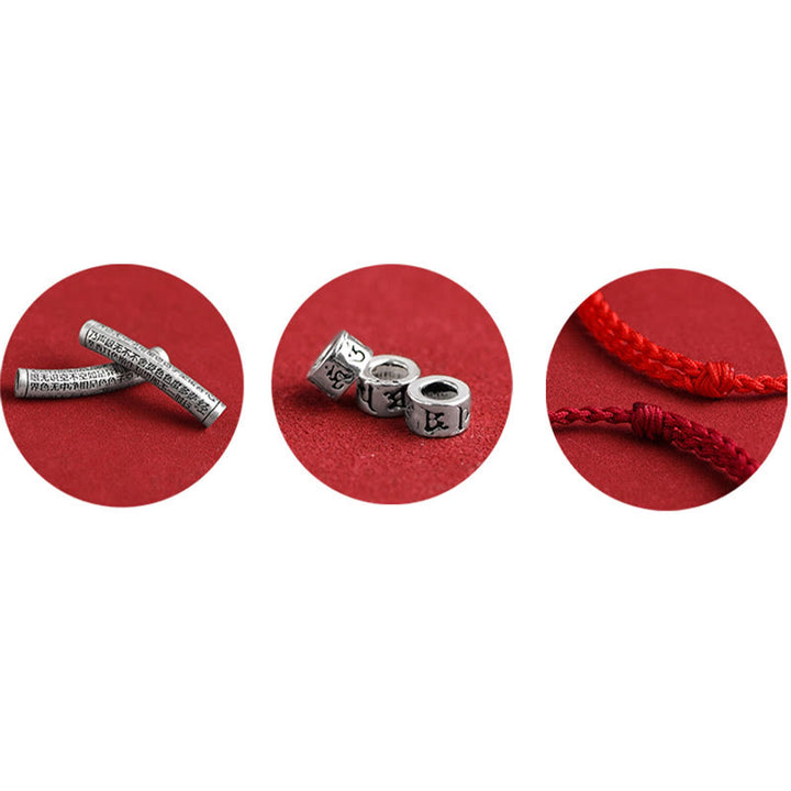 Buddha Stones , handgefertigt, 999 Sterlingsilber, Om Mani Padme Hum, Herz-Sutra, geschnitztes Glücksseil-Armband, Fußkettchen - image 14