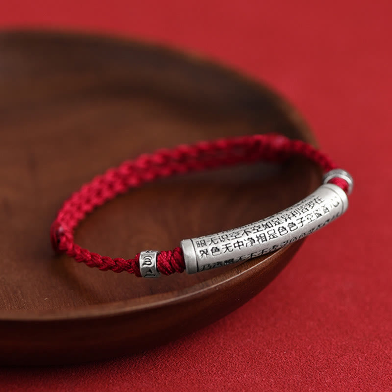 Buddha Stones , handgefertigt, 999 Sterlingsilber, Om Mani Padme Hum, Herz-Sutra, geschnitztes Glücksseil-Armband, Fußkettchen - image 11