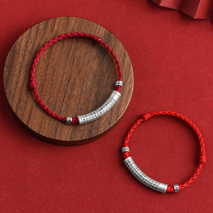 Buddha Stones , handgefertigt, 999 Sterlingsilber, Om Mani Padme Hum, Herz-Sutra, geschnitztes Glücksseil-Armband, Fußkettchen - image 19