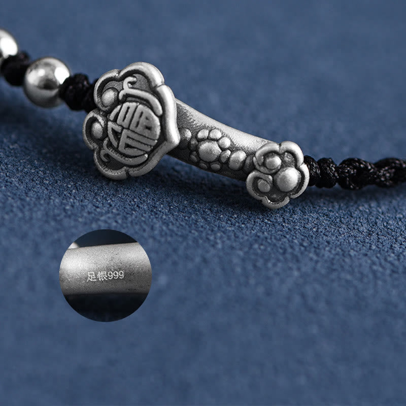 Buddha Stones , handgefertigt, 999 Sterlingsilber, Fu-Charakter, Wunsch-Ruyi-Griff, Glücksseil, Armband, Fußkettchen - image 22
