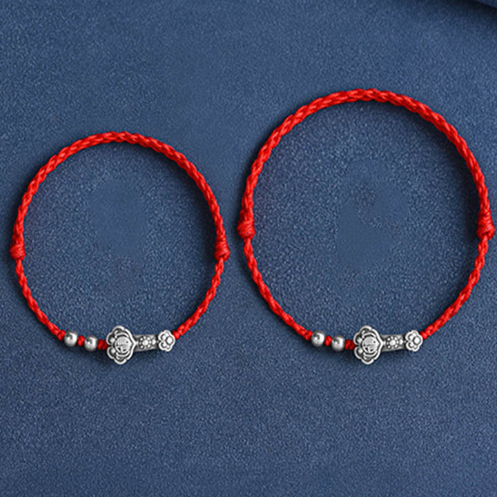 Buddha Stones , handgefertigt, 999 Sterlingsilber, Fu-Charakter, Wunsch-Ruyi-Griff, Glücksseil, Armband, Fußkettchen - image 16