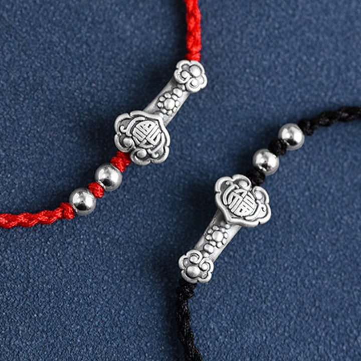 Buddha Stones , handgefertigt, 999 Sterlingsilber, Fu-Charakter, Wunsch-Ruyi-Griff, Glücksseil, Armband, Fußkettchen - image 25