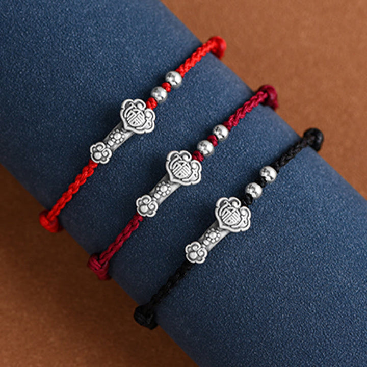 Buddha Stones , handgefertigt, 999 Sterlingsilber, Fu-Charakter, Wunsch-Ruyi-Griff, Glücksseil, Armband, Fußkettchen - image 28