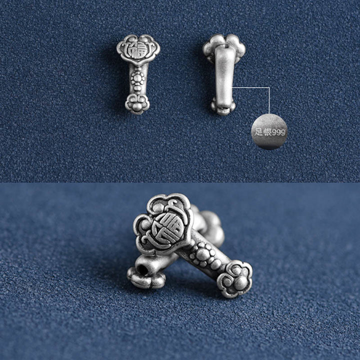 Buddha Stones , handgefertigt, 999 Sterlingsilber, Fu-Charakter, Wunsch-Ruyi-Griff, Glücksseil, Armband, Fußkettchen - image 21