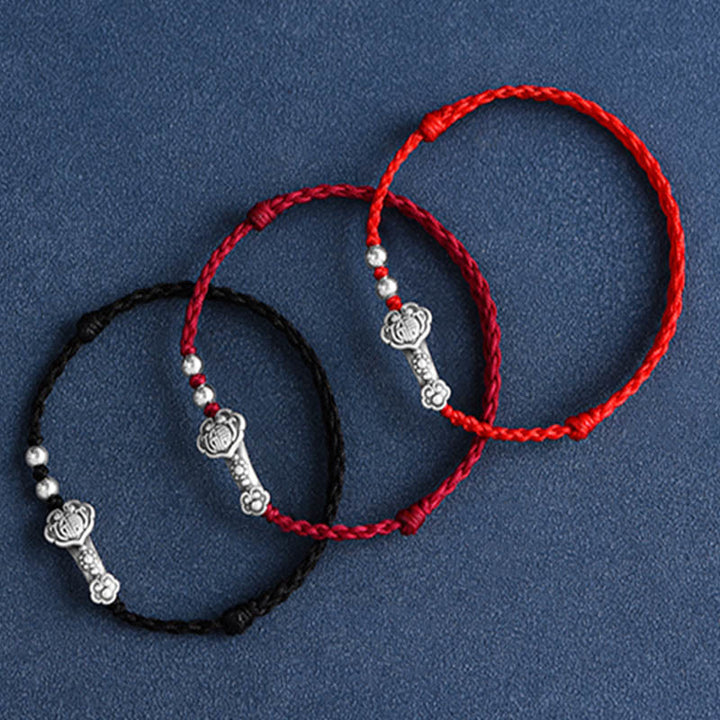 Buddha Stones , handgefertigt, 999 Sterlingsilber, Fu-Charakter, Wunsch-Ruyi-Griff, Glücksseil, Armband, Fußkettchen - image 27