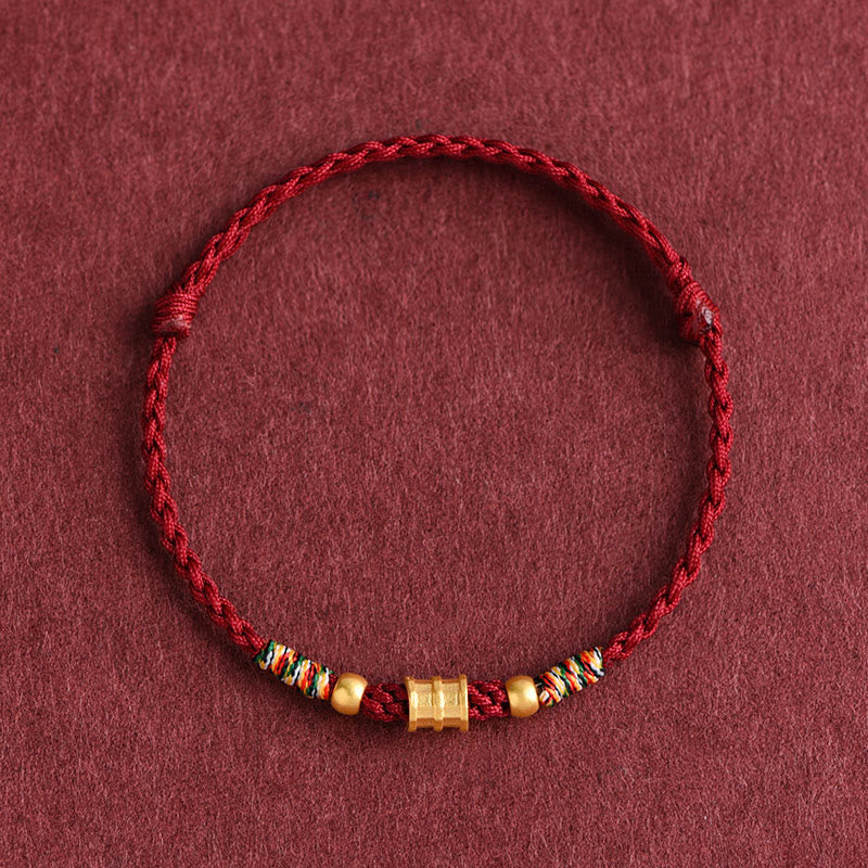 Buddha Stones 999 Gold Kleines Eimer-Form-Design Handgemachtes Glücksarmband aus geflochtenem Seil Fußkettchen - image 1