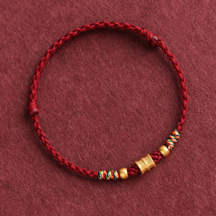 Buddha Stones 999 Gold Kleines Eimer-Form-Design Handgemachtes Glücksarmband aus geflochtenem Seil Fußkettchen - image 3
