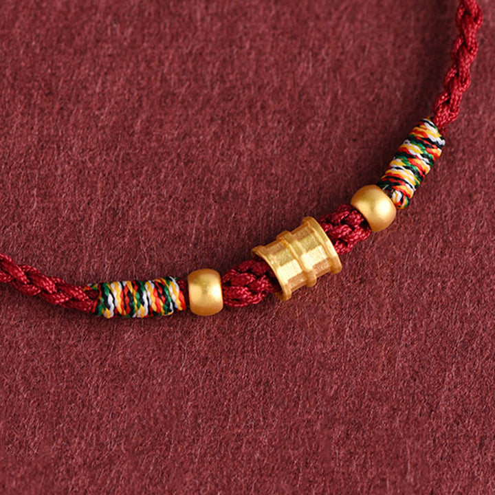 Buddha Stones 999 Gold Kleines Eimer-Form-Design Handgemachtes Glücksarmband aus geflochtenem Seil Fußkettchen - image 7