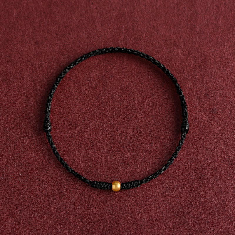 Buddha Stones 999 Gold Fußkettchen mit einer Mini-Perle, handgefertigt, geflochtenes Seil - Fußkettchen (Umfang 18-30 cm) - Schwarz - image 11