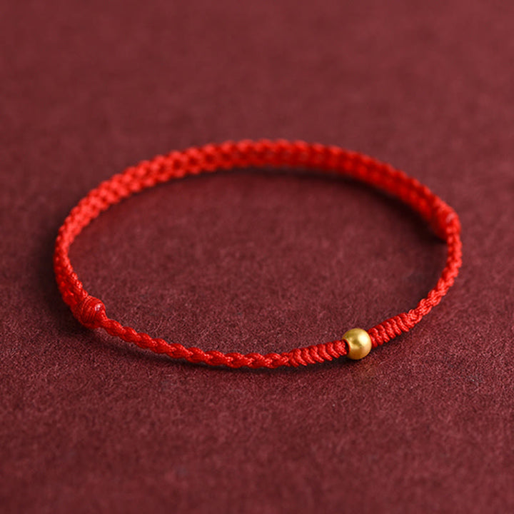 Buddha Stones 999 Gold Fußkettchen mit einer Mini-Perle, handgefertigt, geflochtenes Seil - image 6