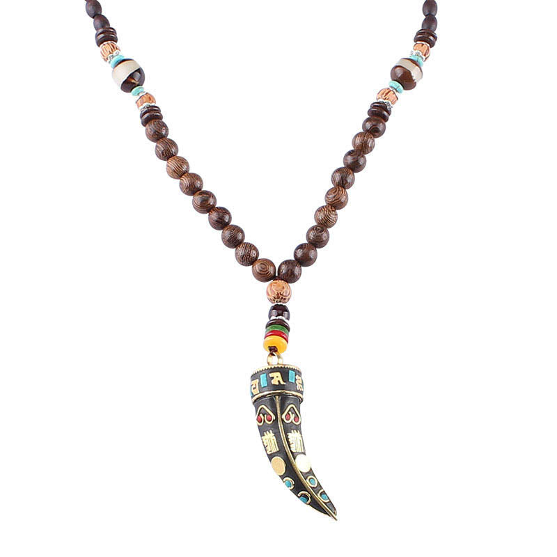 Buddha Stones ​​Tibet Wenge Holz Om Mani Padme Hum OM Symbol Mantra Horn Muster Schutz Halskette Anhänger - image 7