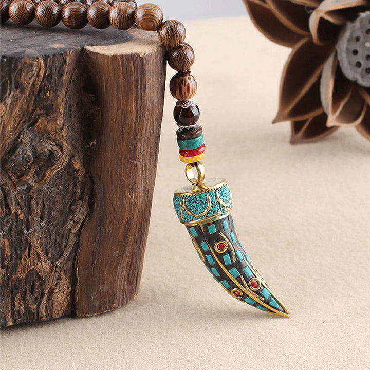 Buddha Stones ​​Tibet Wenge Holz Om Mani Padme Hum OM Symbol Mantra Horn Muster Schutz Halskette Anhänger - image 11
