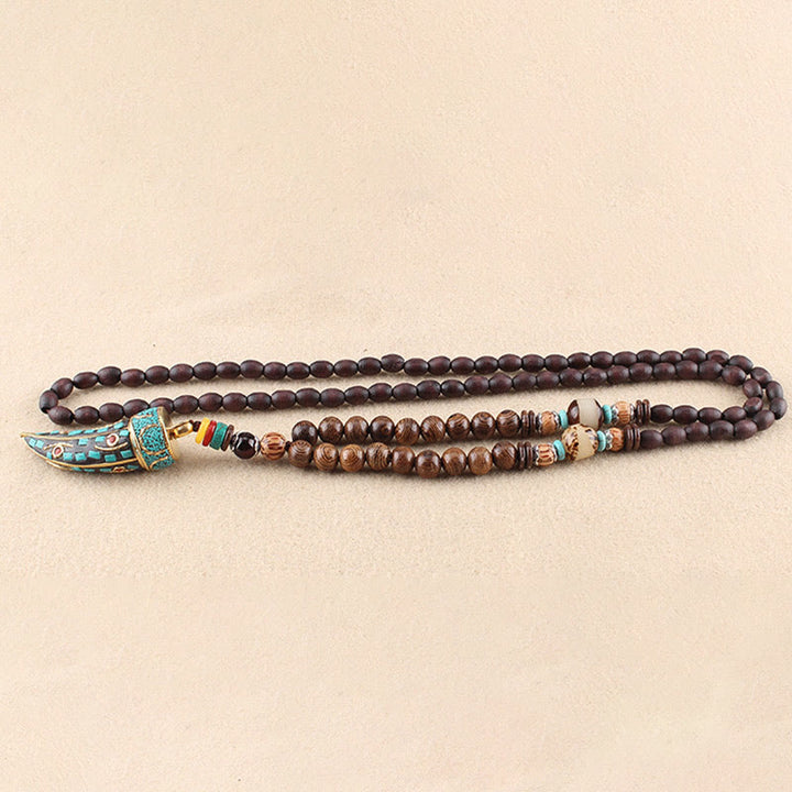 Buddha Stones ​​Tibet Wenge Holz Om Mani Padme Hum OM Symbol Mantra Horn Muster Schutz Halskette Anhänger - image 12