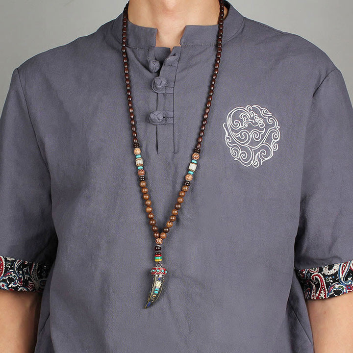 Buddha Stones ​​Tibet Wenge Holz Om Mani Padme Hum OM Symbol Mantra Horn Muster Schutz Halskette Anhänger - image 14