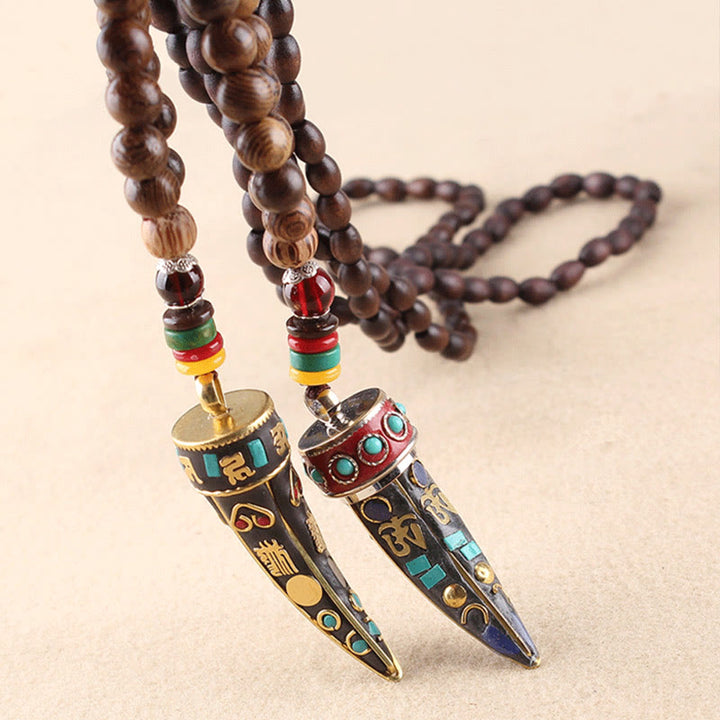 Buddha Stones ​​Tibet Wenge Holz Om Mani Padme Hum OM Symbol Mantra Horn Muster Schutz Halskette Anhänger - image 18