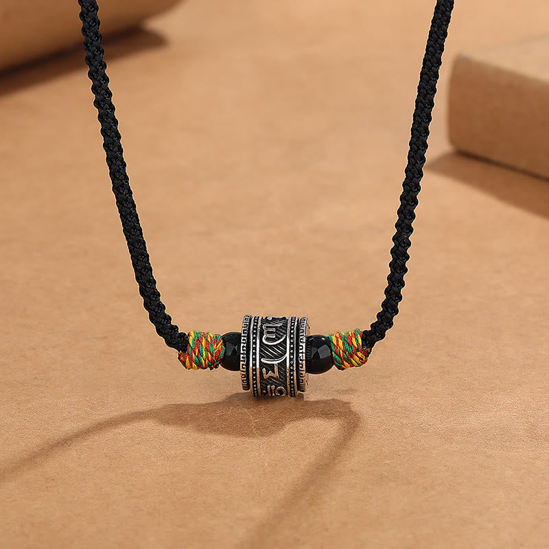 Buddha Stones ​​Tibet Om Mani Padme Hum Hakenkreuz PiXiu Kupfer Weisheit Seil Halskette Anhänger - Om Mani Padme Hum - image 1
