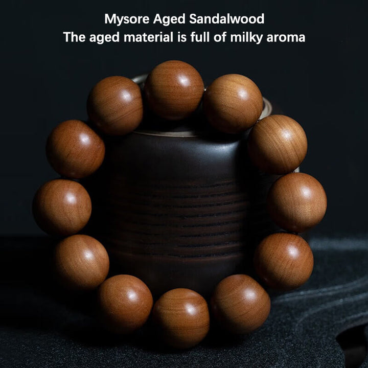 Buddha Stones Mysore Sandelholz Holzperlen Heilendes Mala-Armband