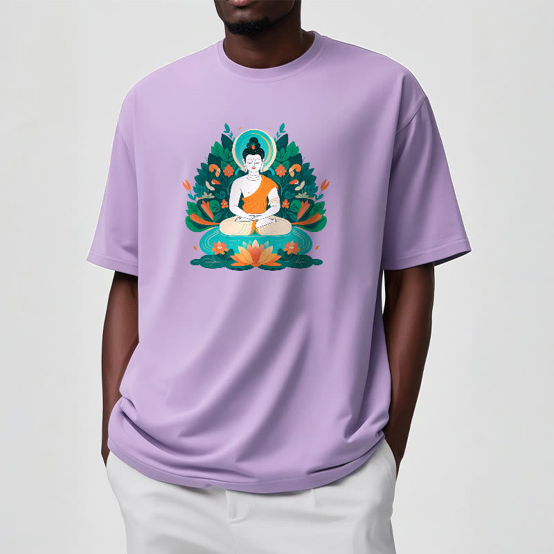 Buddha Stones Blume Gras Lotus Bodhisattva Tee T-shirt