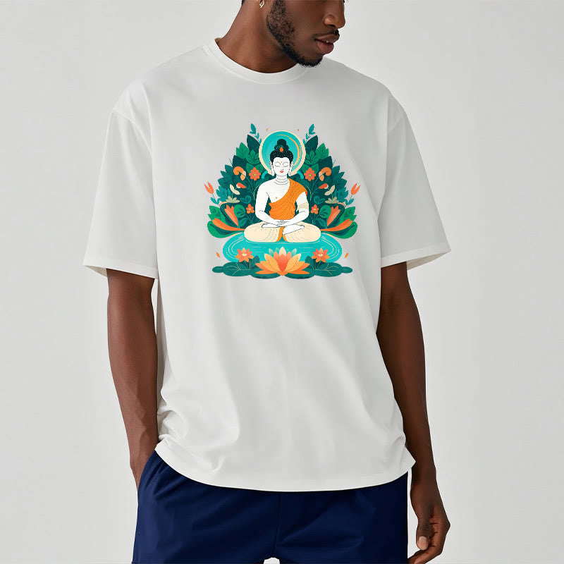 Buddha Stones Blume Gras Lotus Bodhisattva Tee T-shirt