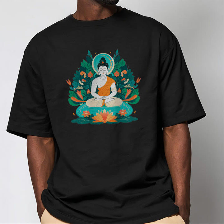 Buddha Stones Blume Gras Lotus Bodhisattva Tee T-shirt