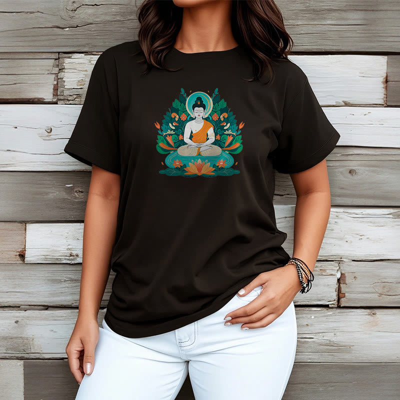 Buddha Stones Blume Gras Lotus Bodhisattva Tee T-shirt