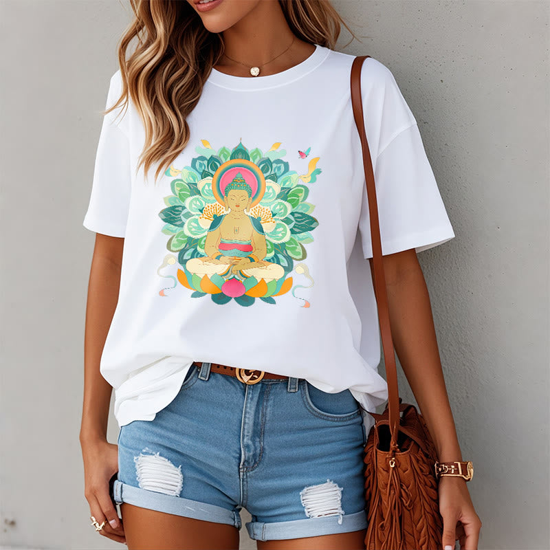 Buddha Stones Schmetterling Lotus Buddha-inspiriertes T-Shirt