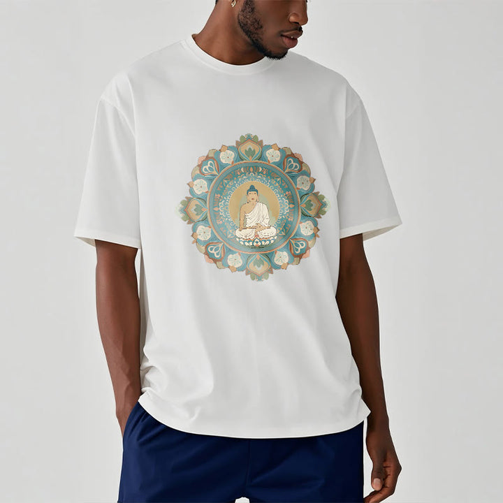 Buddha Stones Mandala-Blumen-Buddha-T-Shirt