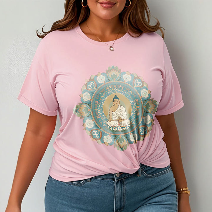 Buddha Stones Mandala-Blumen-Buddha-T-Shirt