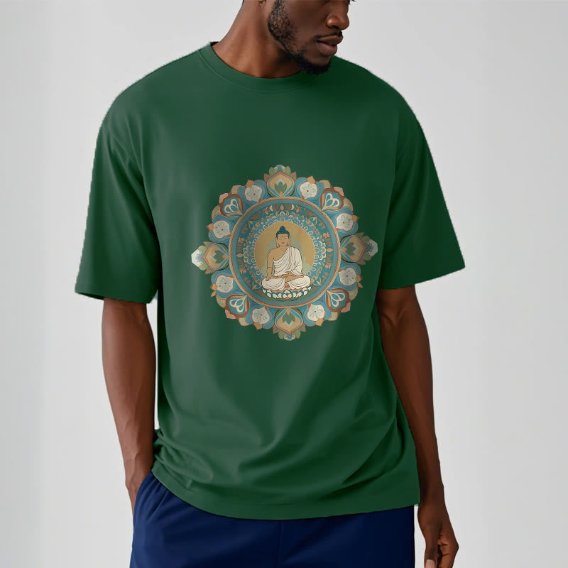 Buddha Stones Mandala-Blumen-Buddha-T-Shirt