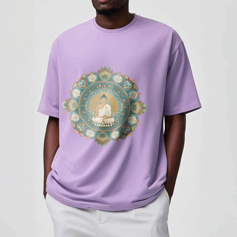 Buddha Stones Mandala-Blumen-Buddha-T-Shirt