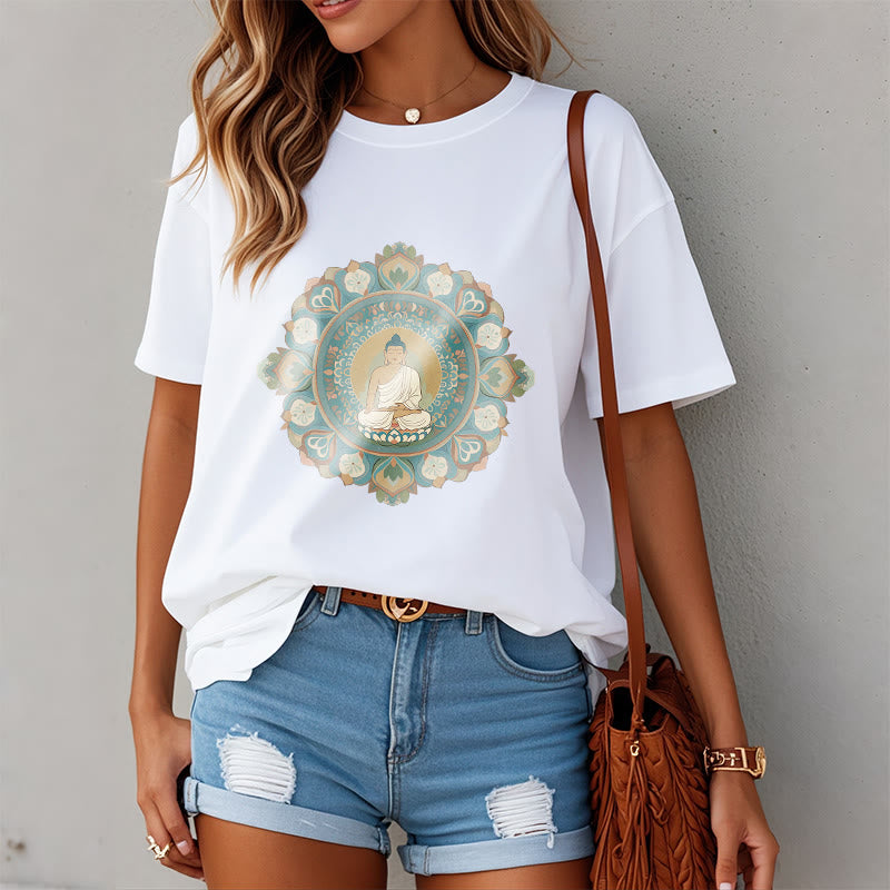 Buddha Stones Mandala-Blumen-Buddha-T-Shirt - image 4