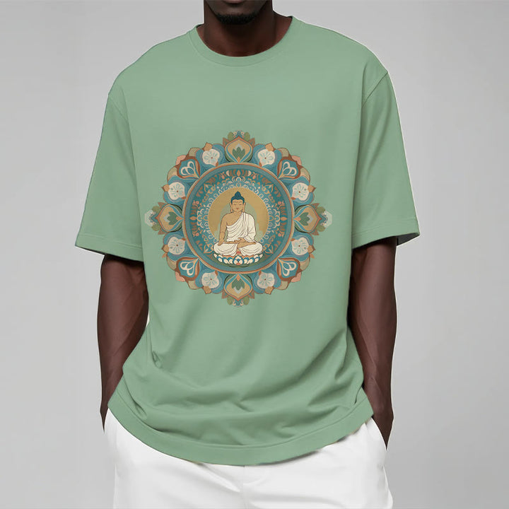 Buddha Stones Mandala-Blumen-Buddha-T-Shirt