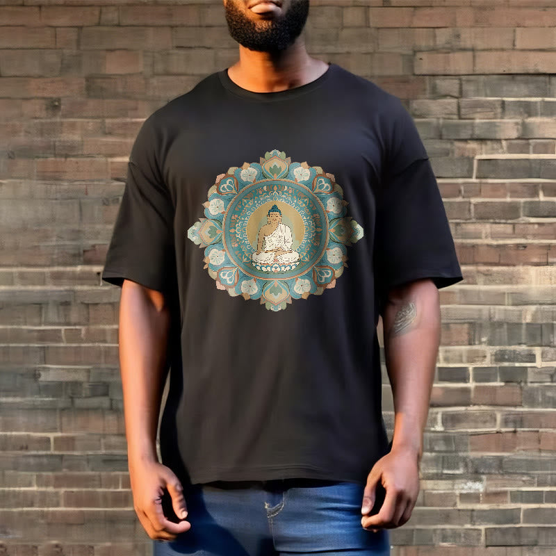 Buddha Stones Mandala-Blumen-Buddha-T-Shirt