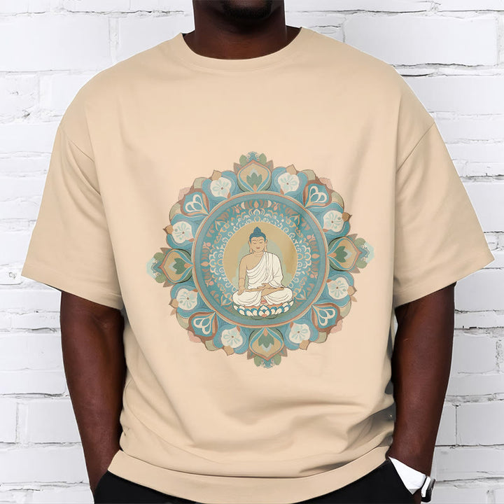 Buddha Stones Mandala-Blumen-Buddha-T-Shirt