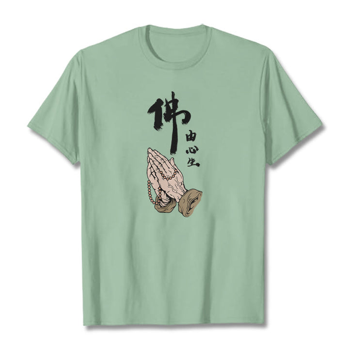 Buddha Stones ​​Beten T-Shirt - Blassgrün - 2XL - image 10