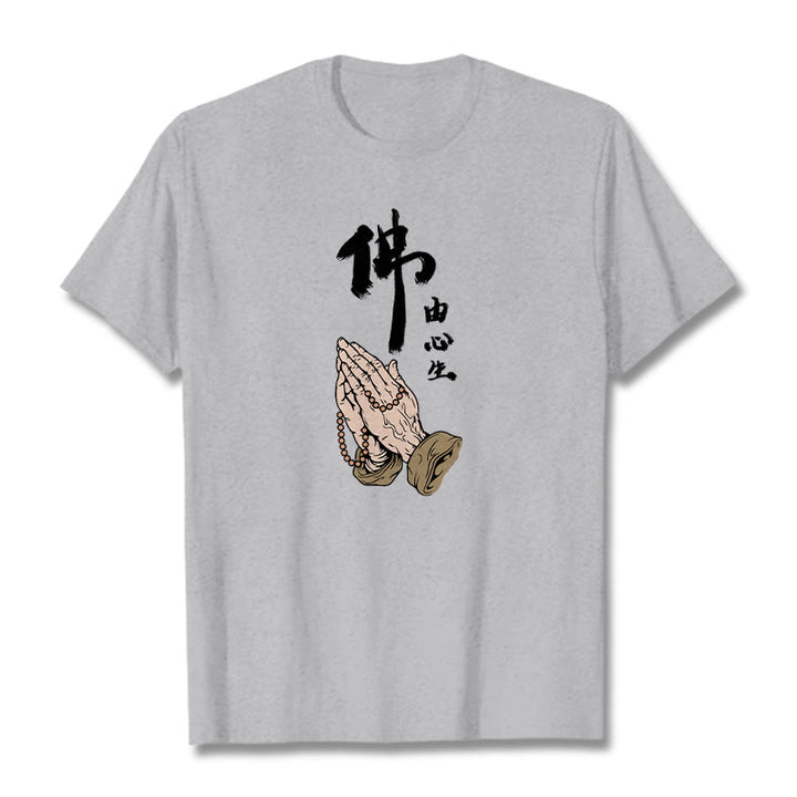 Buddha Stones ​​Beten T-Shirt - Hellgrau - 2XL - image 19