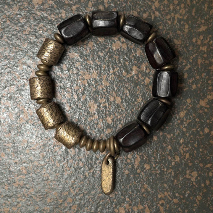 Buddha Stones Vintage Peace Ebenholz Kupferperlen Armband