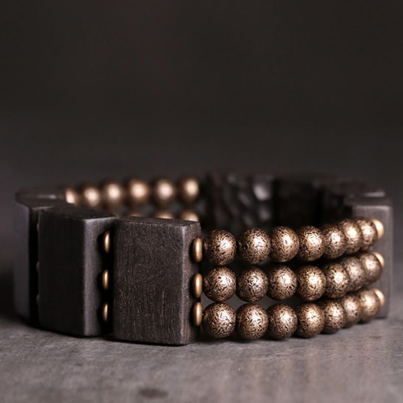Buddha Stones Vintage Peace Ebenholz Kupferperlen Balance Armband - image 2