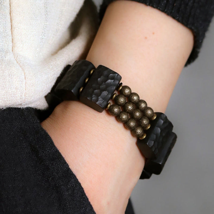 Buddha Stones Vintage Peace Ebenholz Kupferperlen Balance Armband - image 13