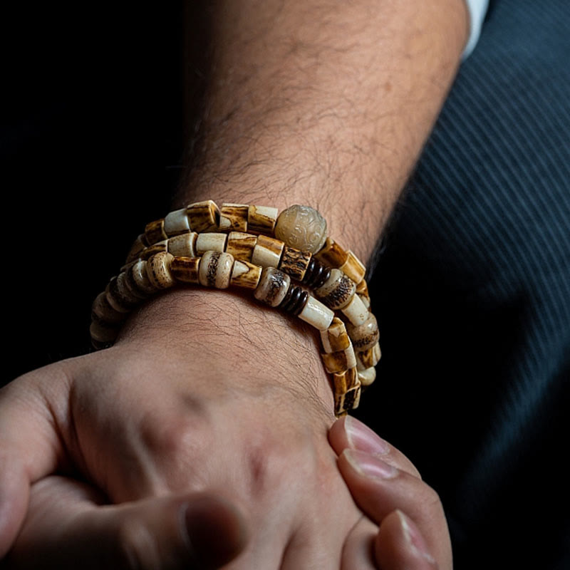 Buddha Stones Tibetisches Hirschknochen-Yakknochen-Glücks-Balance-Armband