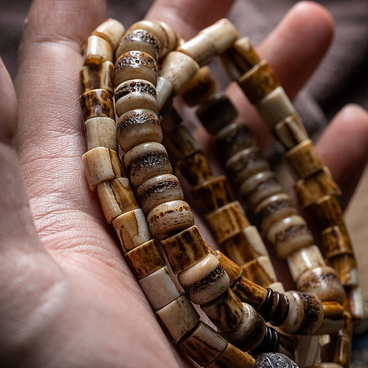 Buddha Stones Tibetisches Hirschknochen-Yakknochen-Glücks-Balance-Armband